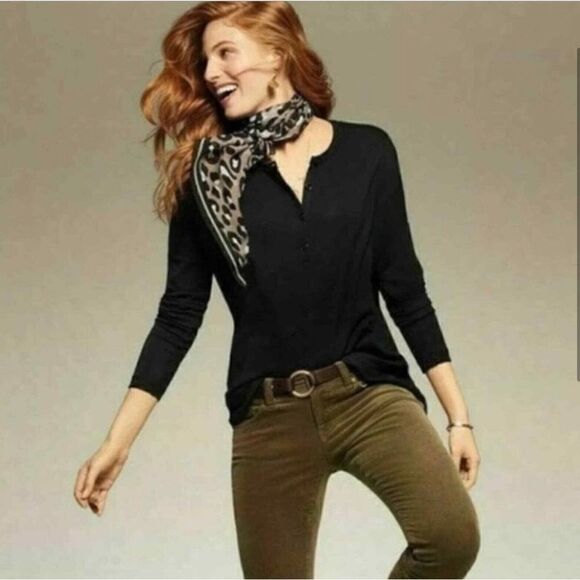 Cabi Black Henley Tunic Swing Tee Oversized - Picture 1 of 7